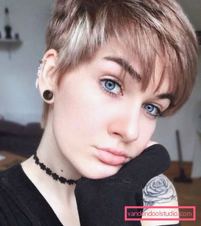 Подстригване Pixie за къса коса 2018 - 2019 - снимки от всички страни